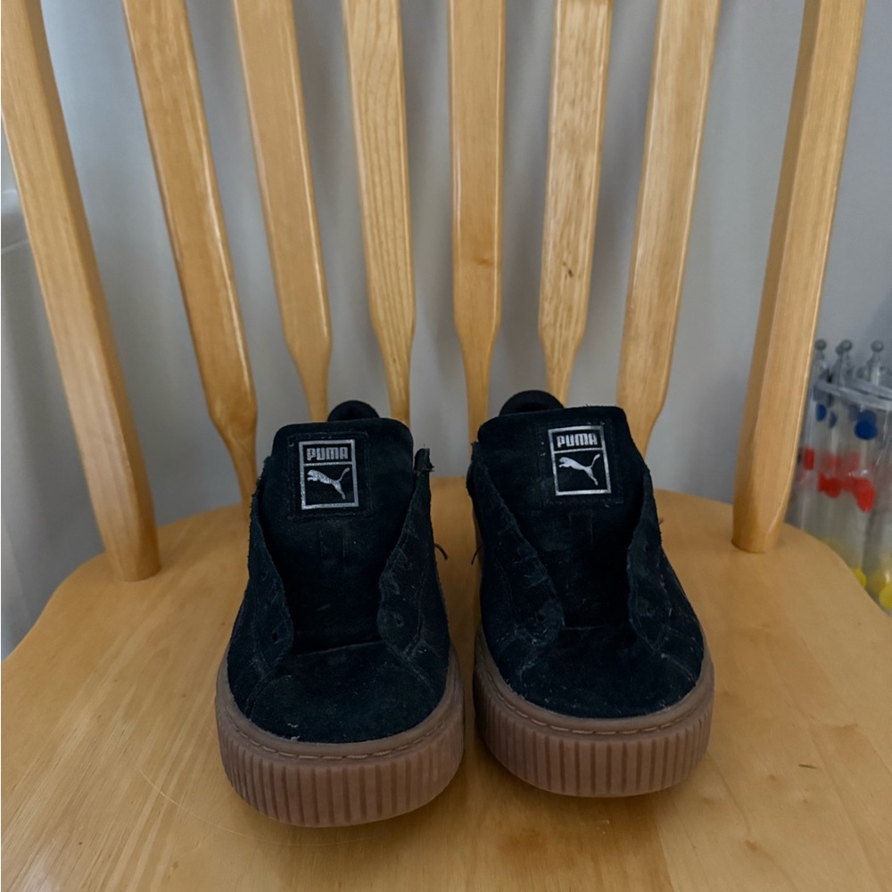 Puma Kids/WMNs Black and Brown Platform Sneakers